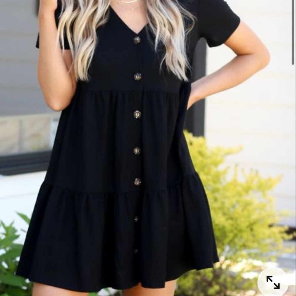 tiered black babydoll mini dress from dress up